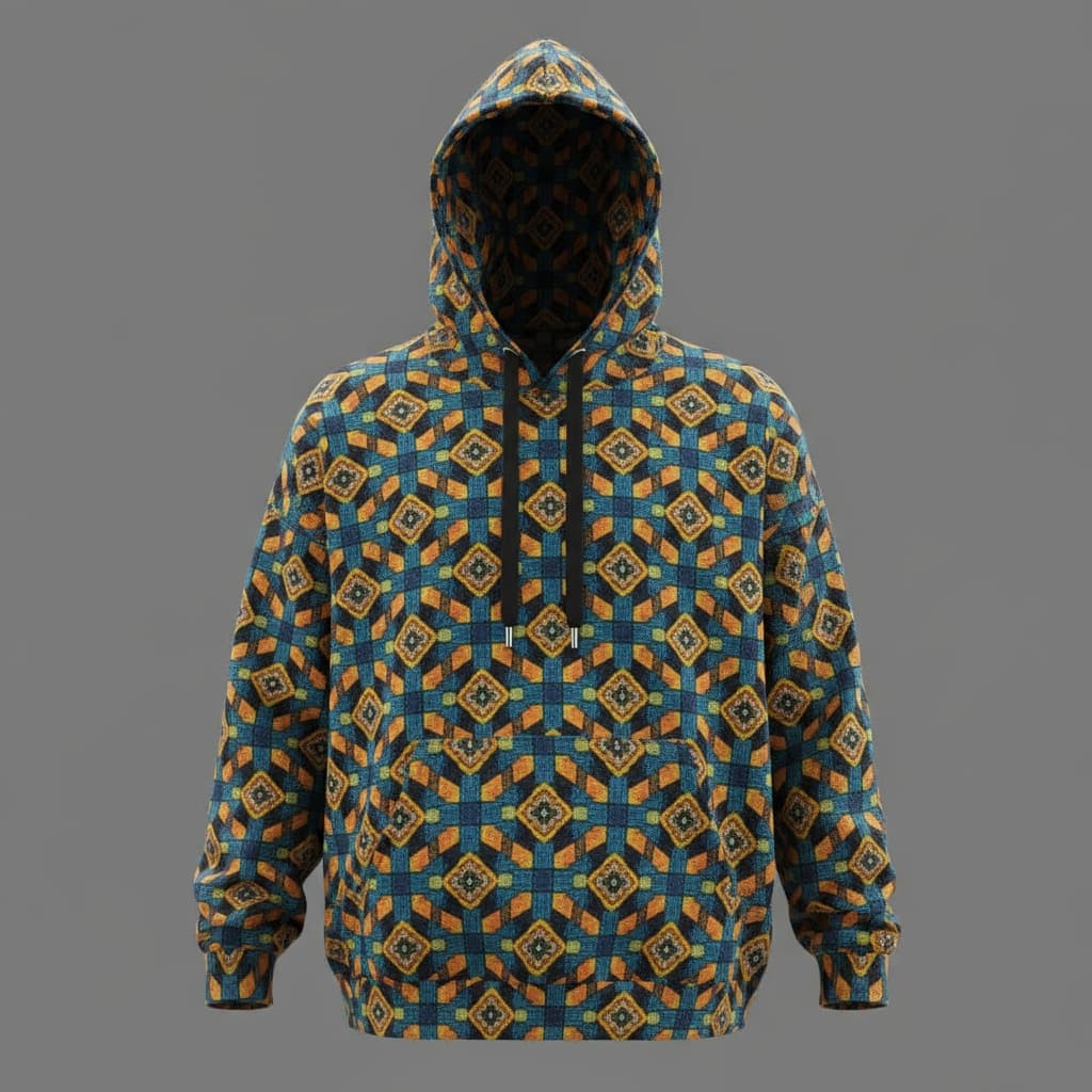 Patterned Pullover Hoodie