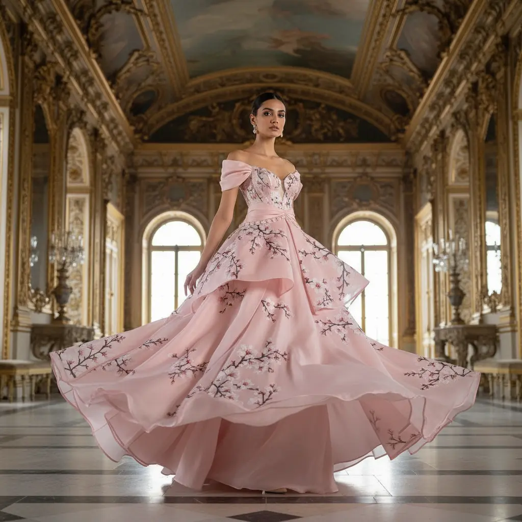 AI-generated saree model photoshoot showing ethnic lehenga drape precision